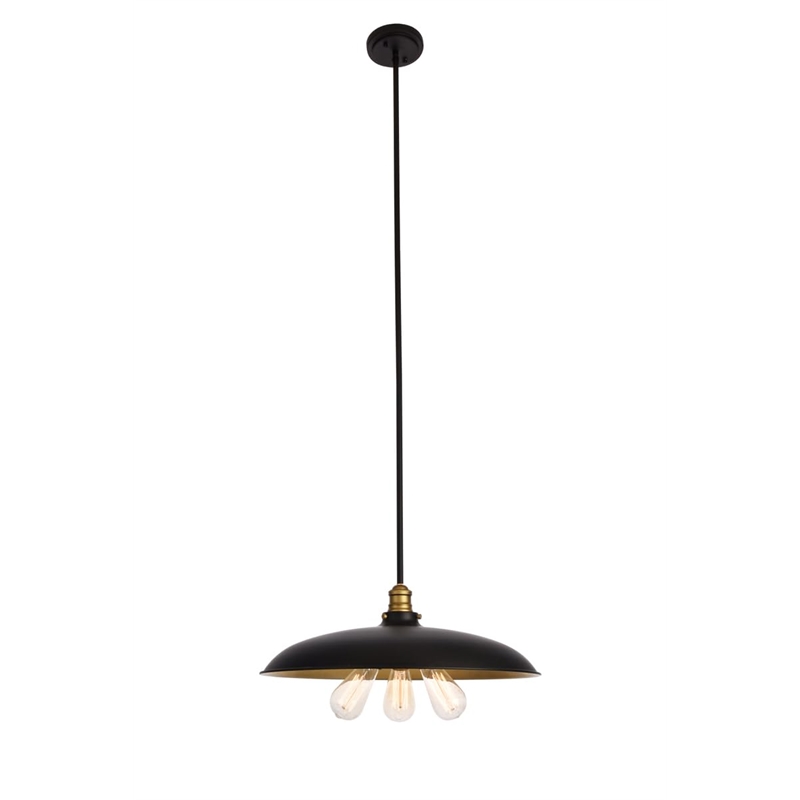 Living District Anders 3-Light Transitional Metal Chandelier in Black and Brass