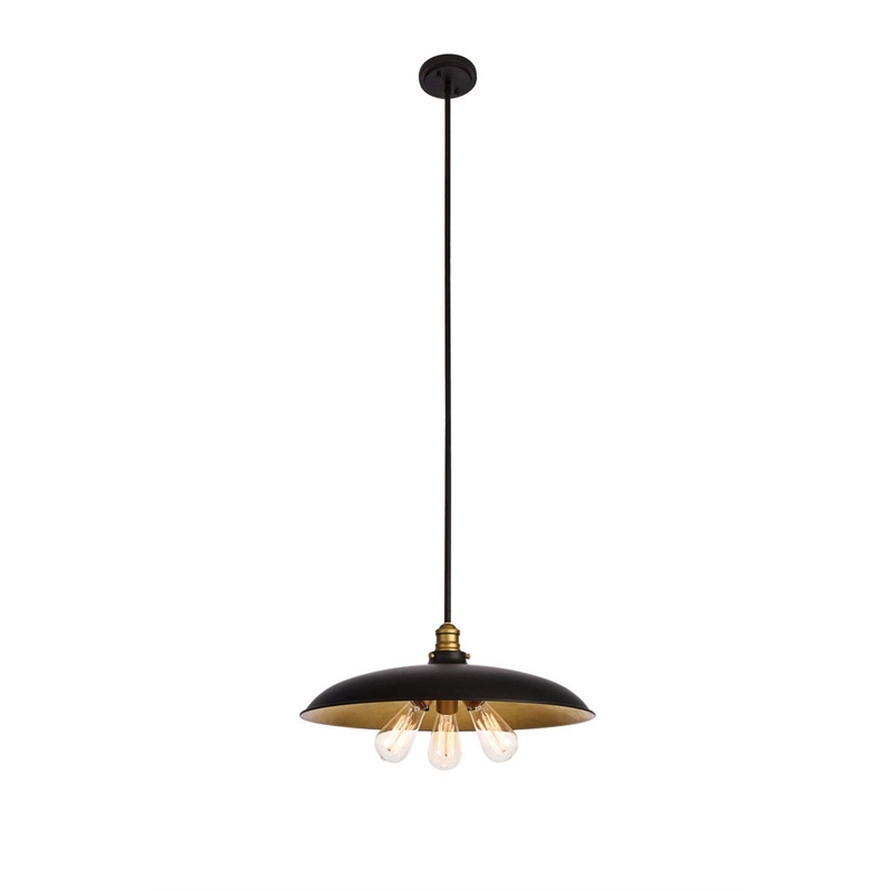 Living District Anders 3-Light Transitional Metal Chandelier in Black and Brass