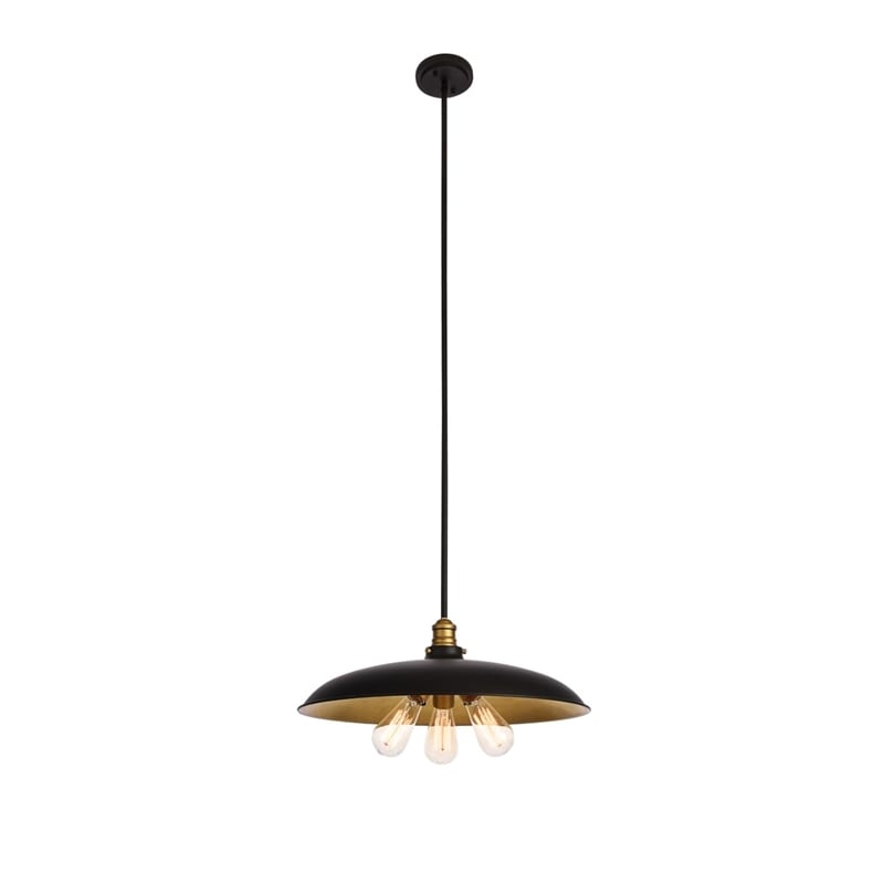 Living District Anders 3-Light Transitional Metal Chandelier in Black and Brass