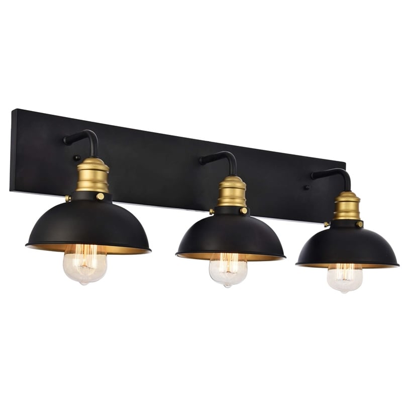 Living District Anders 3-Light Transitional Metal Wall Sconce in Black and Brass
