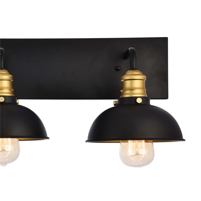 Living District Anders 3-Light Transitional Metal Wall Sconce in Black and Brass
