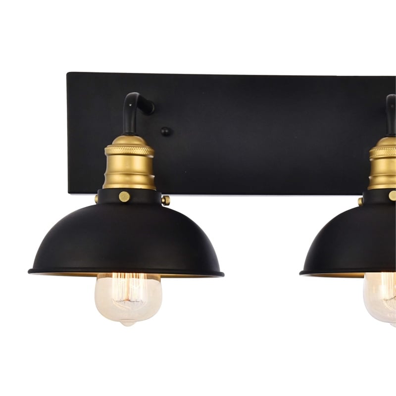 Living District Anders 3-Light Transitional Metal Wall Sconce in Black and Brass