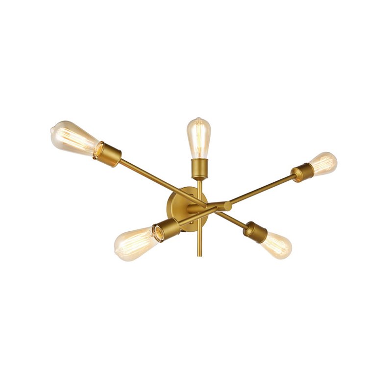 Living District Axel 5-Light Metal Wall Sconce in Brass Finish