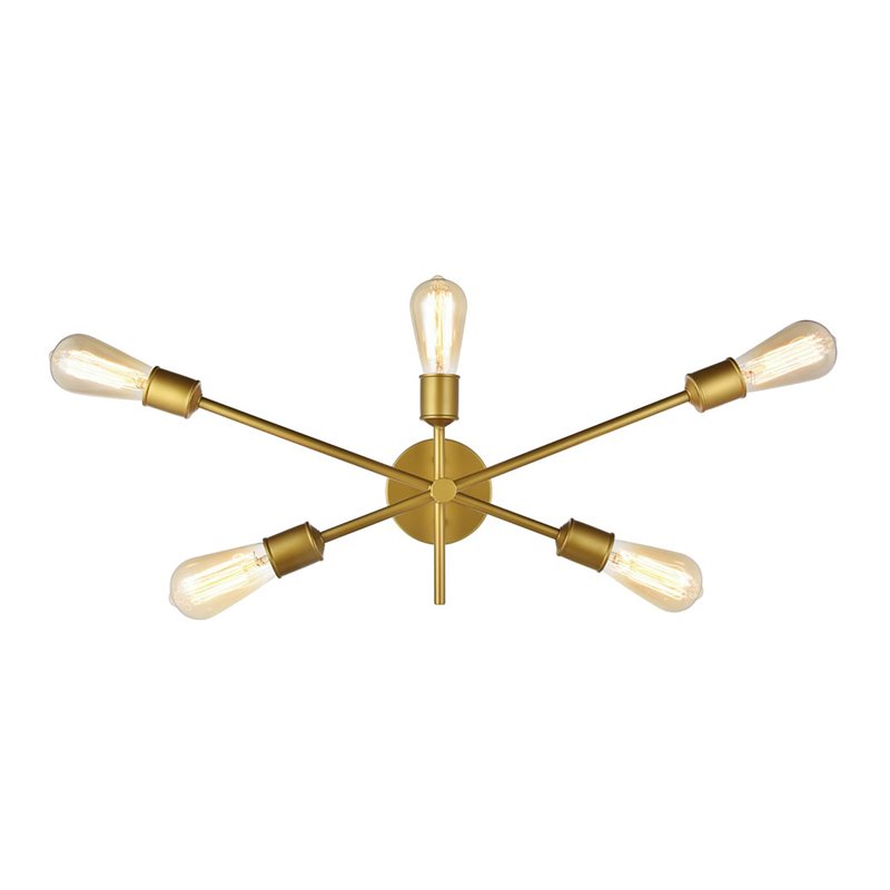 Living District Axel 5-Light Metal Wall Sconce in Brass Finish