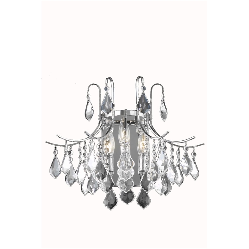 Living District Amelia 3-Light Transitional Metal Wall Sconce in Chrome