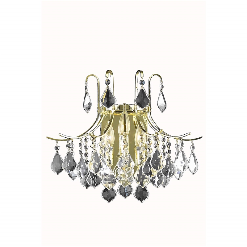 Living District Amelia 3-Light Transitional Metal Wall Sconce in Gold
