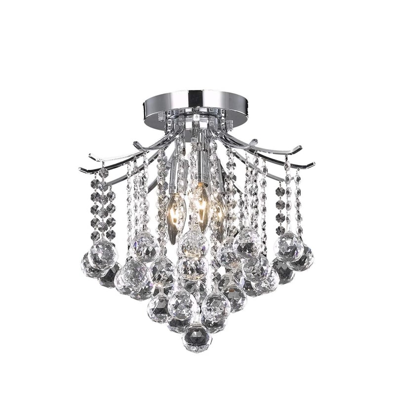 Living District Amelia 3-Light Transitional Metal Flush Mount in Chrome Finish