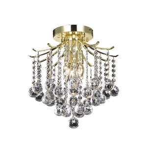 Living District Amelia 3-Light Transitional Metal Flush Mount in Gold Finish