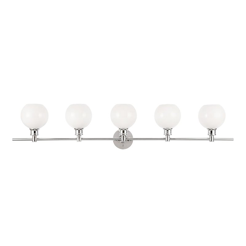 Living District Collier 5-Light Metal Wall Sconce in Chrome/Frosted White