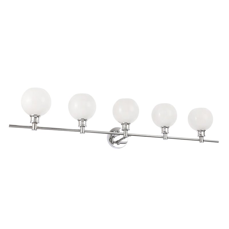 Living District Collier 5-Light Metal Wall Sconce in Chrome/Frosted White