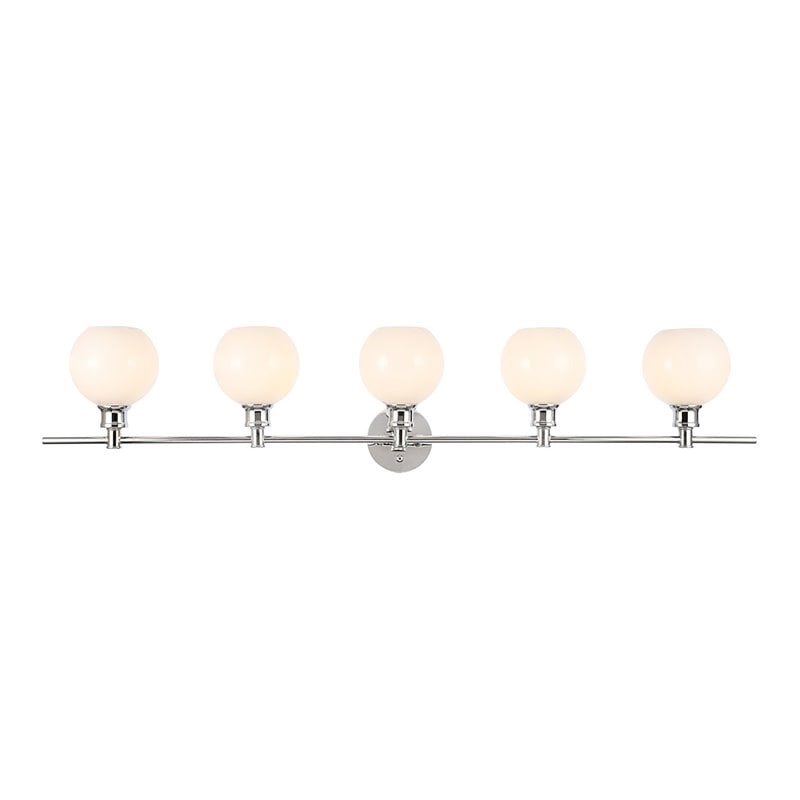 Living District Collier 5-Light Metal Wall Sconce in Chrome/Frosted White