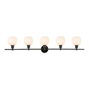Living District Collier 5-Light Metal Wall Sconce in Black and Frosted White