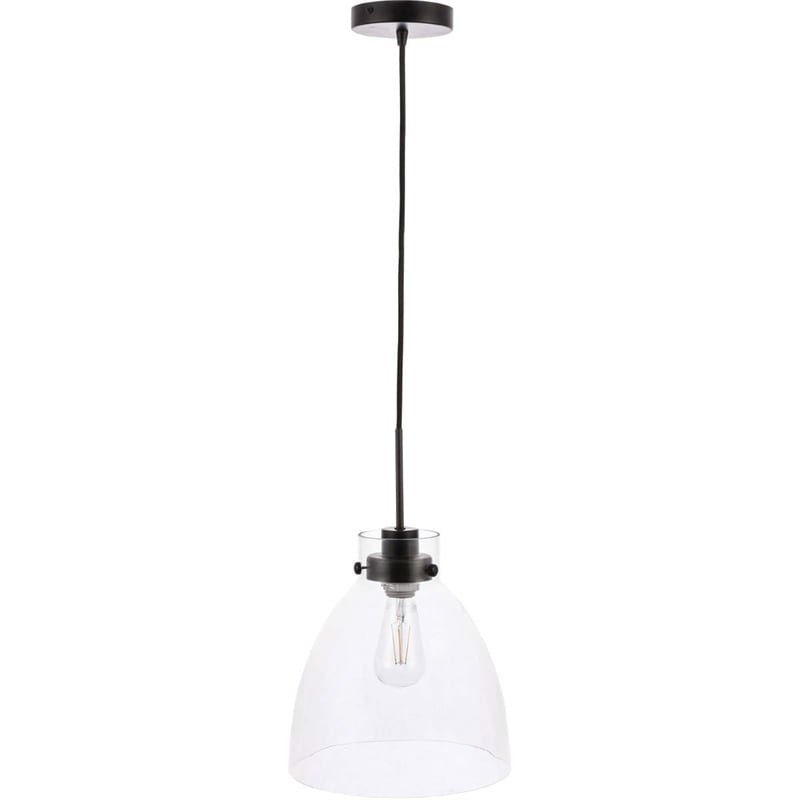 Living District Frey 1-Light Mid-Century Metal Pendant in Black and Clear Glass