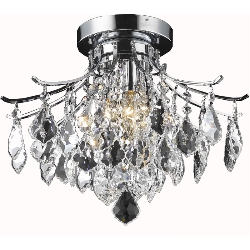 Living District Amelia 3-Light Transitional Metal Flush Mount in Chrome