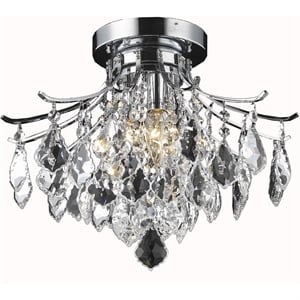 Living District Amelia 3-Light Transitional Metal Flush Mount in Chrome