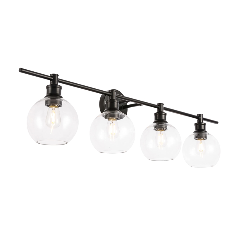 Living District Collier 4-Light Metal Wall Sconce in Brass and Clear Glass