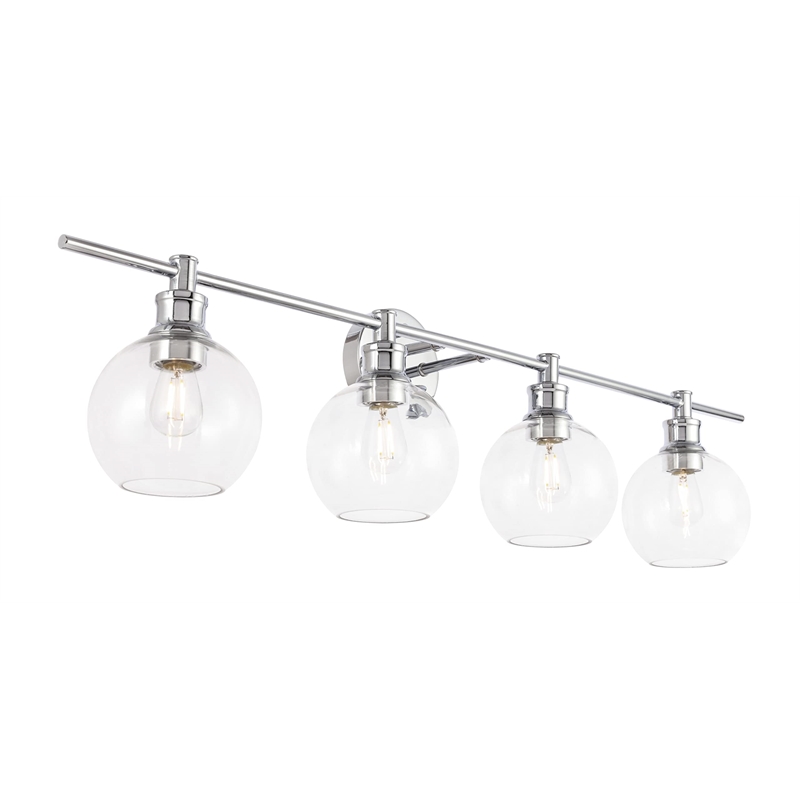 Living District Collier 4-Light Metal Wall Sconce in Brass and Clear Glass