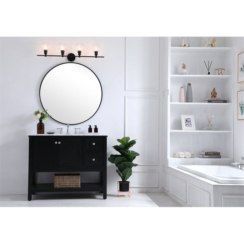 Living District Collier 4-Light Metal Wall Sconce in Black and Clear Glass