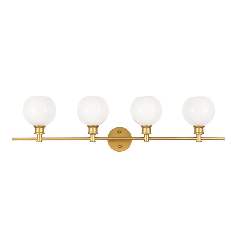 Living District Collier 4-Light Metal Wall Sconce in Brass and Frosted White