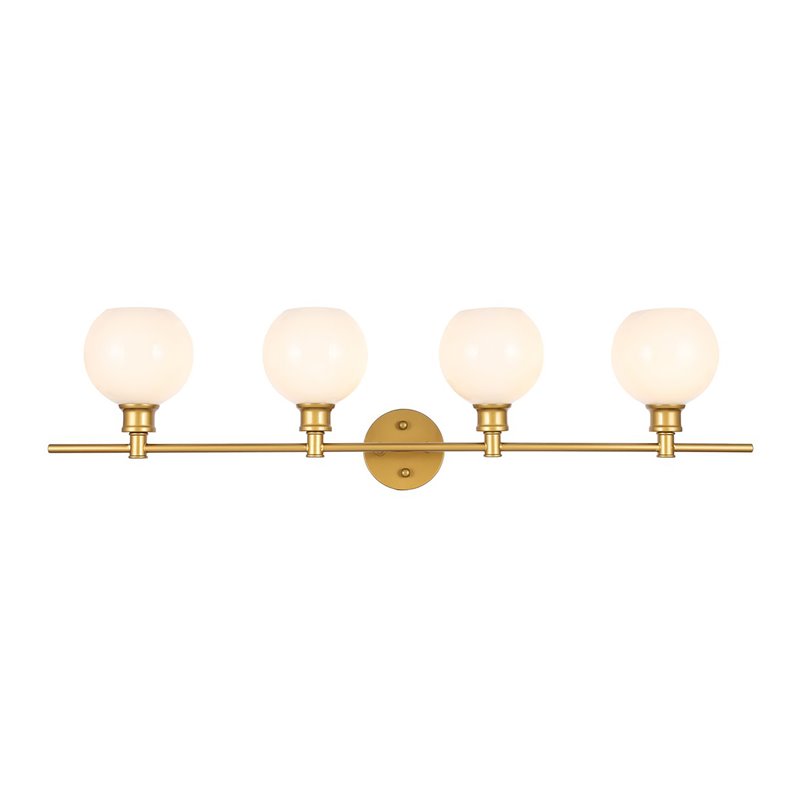 Living District Collier 4-Light Metal Wall Sconce in Brass and Frosted White