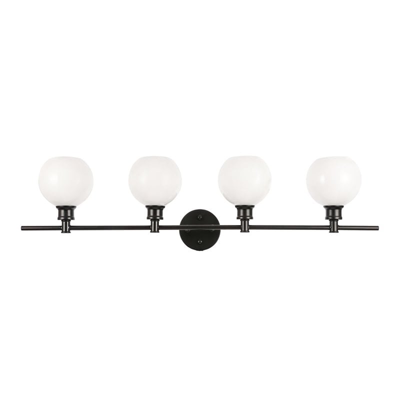 Living District Collier 4-Light Metal Wall Sconce in Black and Frosted White