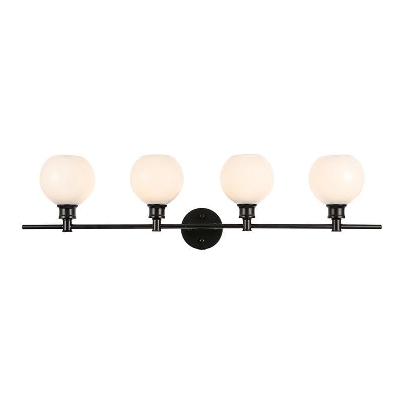 Living District Collier 4-Light Metal Wall Sconce in Black and Frosted White