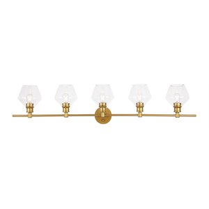 Living District Gene 5-Light Metal Wall Sconce in Brass and Clear Glass