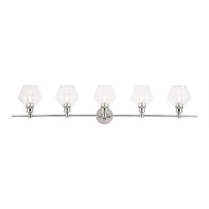 Living District Gene 5-Light Mid-Century Metal Wall Sconce in Chrome and Clear