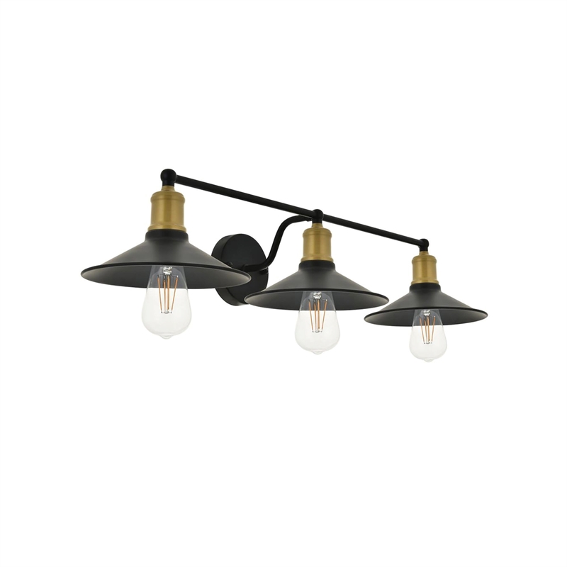 Living District Etude 3-Light Mid-Century Metal Wall Sconce in Brass and Black