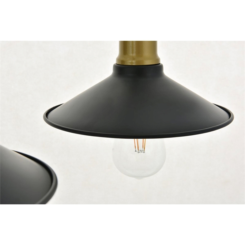 Living District Etude 3-Light Mid-Century Metal Wall Sconce in Brass and Black