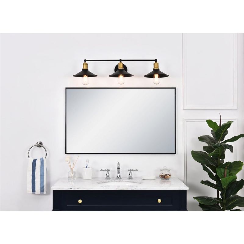 Living District Etude 3-Light Mid-Century Metal Wall Sconce in Brass and Black