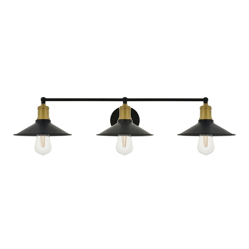 Living District Etude 3-Light Mid-Century Metal Wall Sconce in Brass and Black