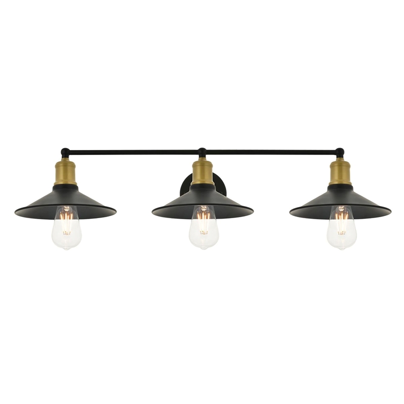 Living District Etude 3-Light Mid-Century Metal Wall Sconce in Brass and Black