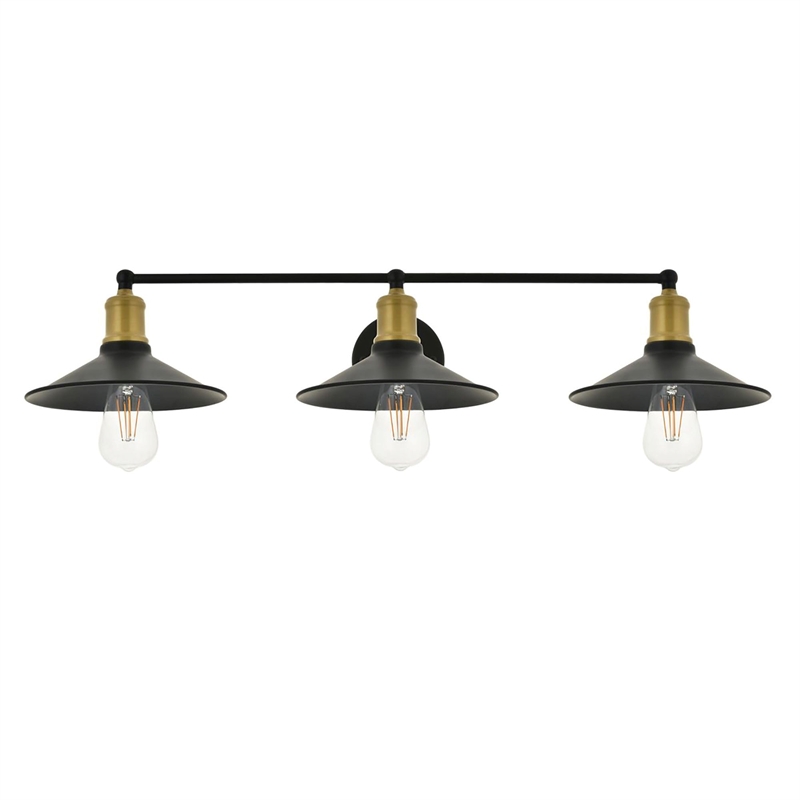 Living District Etude 3-Light Mid-Century Metal Wall Sconce in Brass and Black