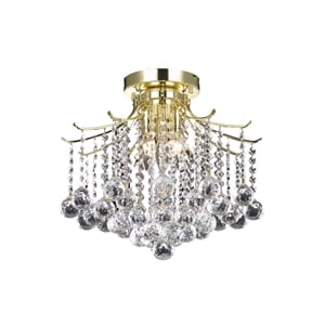 Living District Amelia 3-Light Transitional Metal Flush Mount in Gold