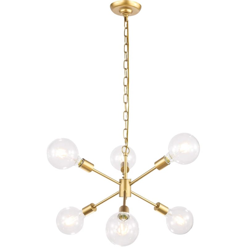 Living District Nolan 6-Light Mid-Century Metal Pendant in Brass