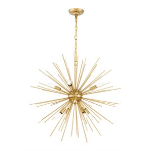 Living District Timber 8-Light Metal Pendant in Brass Finish