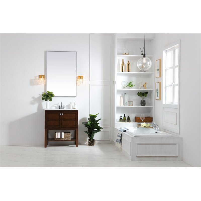 Living District Phineas 1-Light Mid-Century Metal Wall Sconce in Brass and Clear