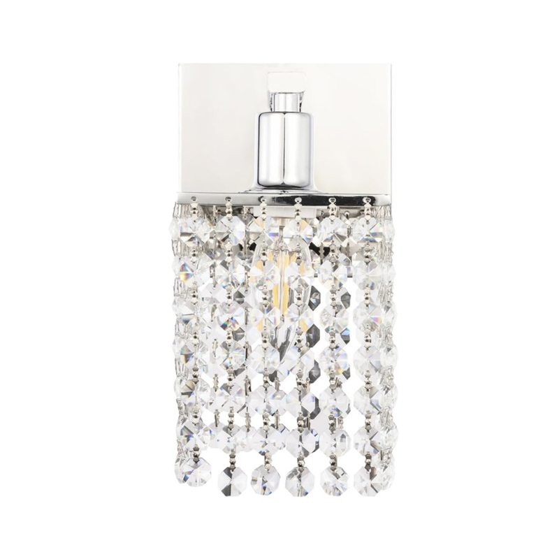 Living District Phineas 1-Light Metal Wall Sconce in Chrome and Clear Crystals