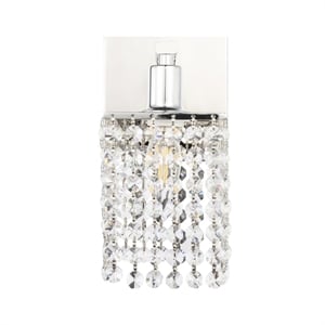 Living District Phineas 1-Light Metal Wall Sconce in Chrome and Clear Crystals