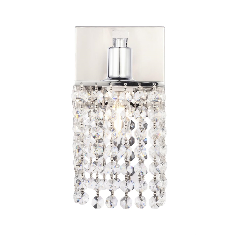 Living District Phineas 1-Light Metal Wall Sconce in Chrome and Clear Crystals