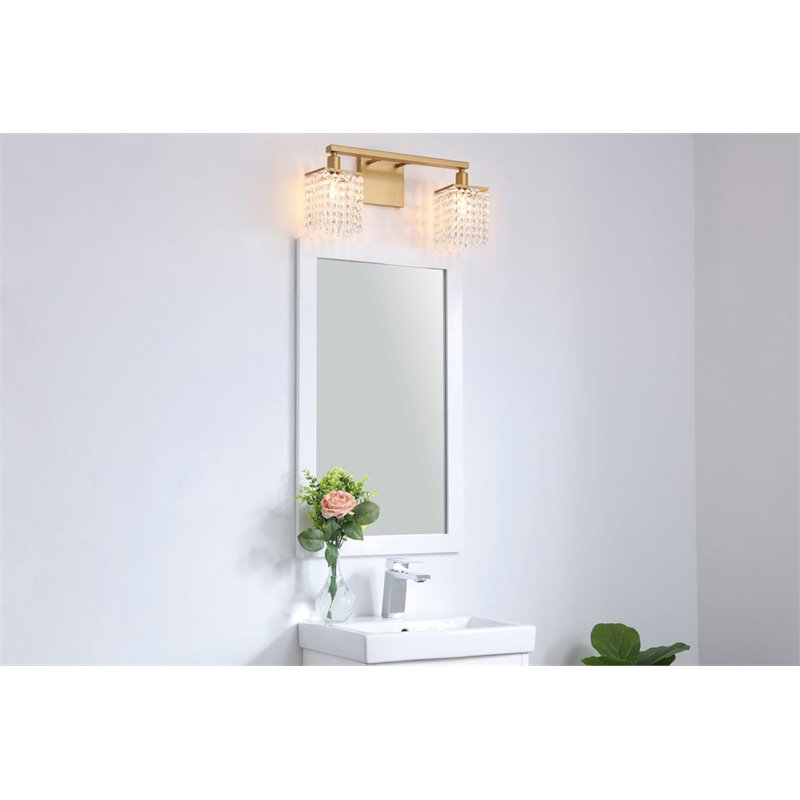 Living District Phineas 2-Light Mid-Century Metal Wall Sconce in Brass and Clear