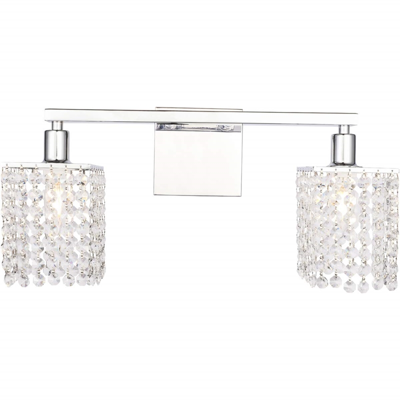 Living District Phineas 2-Light Metal Wall Sconce in Chrome and Clear Crystals