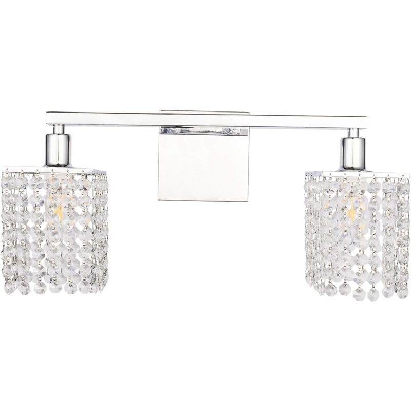 Living District Phineas 2-Light Metal Wall Sconce in Chrome and Clear Crystals