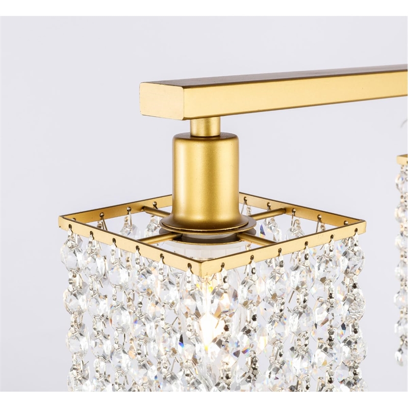 Living District Phineas 3-Light Metal Wall Sconce in Brass and Clear Crystals