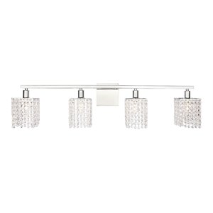 Living District Phineas 4-Light Metal Wall Sconce in Chrome and Clear Crystals