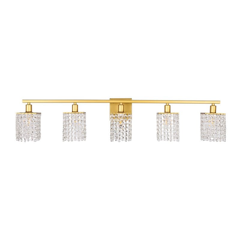 Living District Phineas 5-Light Metal Wall Sconce in Brass and Clear Crystals