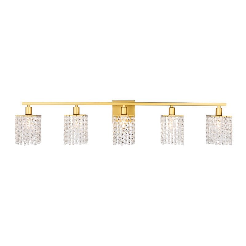 Living District Phineas 5-Light Metal Wall Sconce in Brass and Clear Crystals