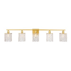 Living District Phineas 5-Light Metal Wall Sconce in Brass and Clear Crystals