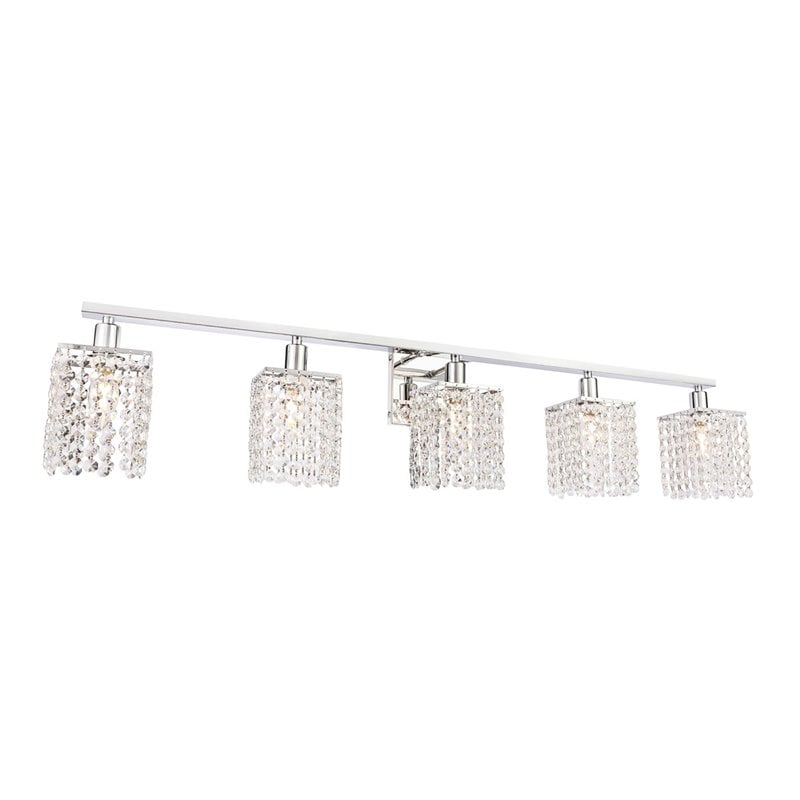 Living District Phineas 5-Light Mid-Century Metal Wall Sconce in Chrome/Clear